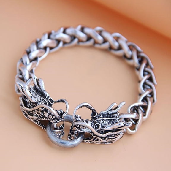 AYYUFE Thick Chain Retro Men Bracelet Alloy Auspicious Dragon Men Chain Bangle Jewelry Accessory