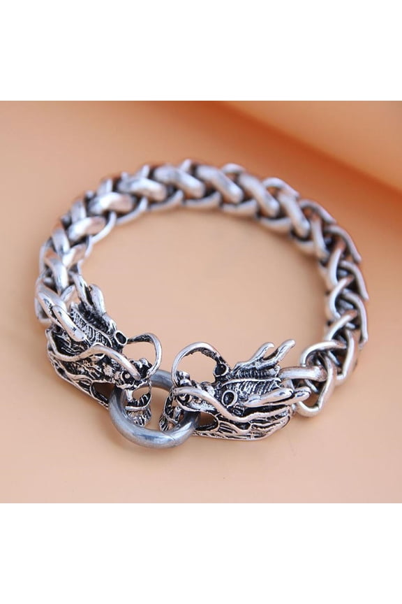 Thick Chain Retro Men Bracelet Alloy Auspicious Dragon Men Chain Bangle Jewelry Accessory