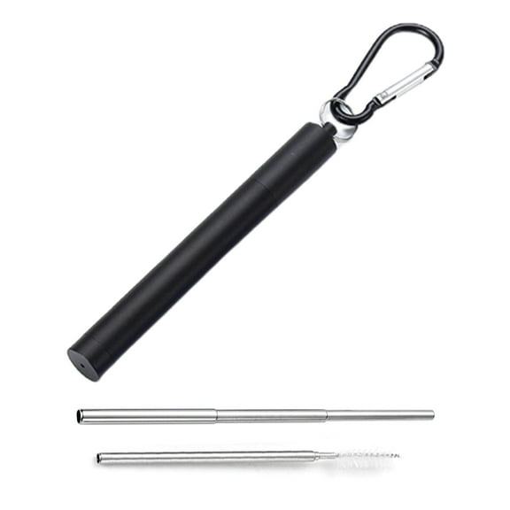 AYYUFE Three-section Foldable Telescopic Straw Stainless Steel School Canteen Collapsible Straw for Kids