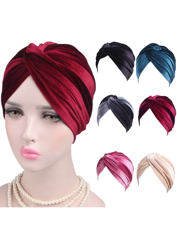 Turban Cap Solid Color Cross Shape Lady Stretchy No Brim Indian Turban Hat for Spring Autumn Winter