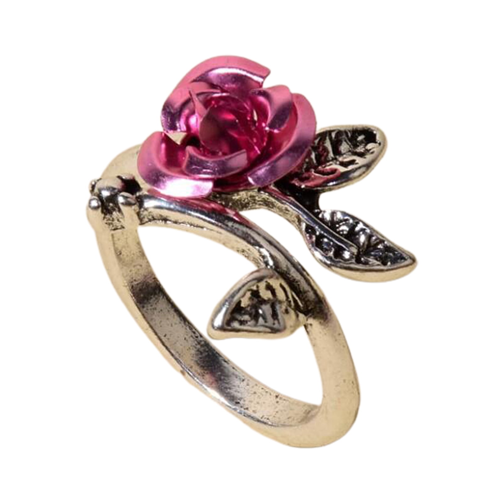 Open Flower Rose Ring Diamond 925 Sterling Silver Or Yellow Rose Gold Finish