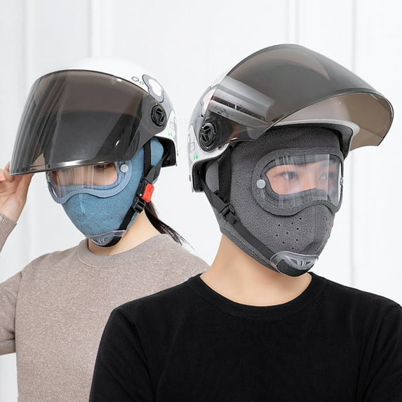 AYYUFE Unisex Bicycle Hat Solid Color Forehead Ear Protection Stretch Removable Snaps Winter Face Protector Hat Balaclava with Goggles Cycling Supplies 20