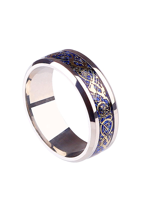Unisex Dragon Pattern Rhinestone Titanium Steel Ring Engagement Jewelry Gift Rhinestone,Titanium Steel Blue