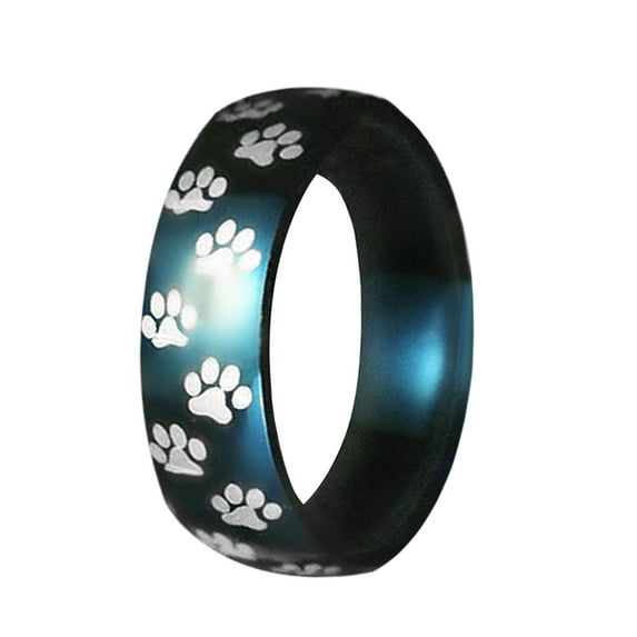 AYYUFE Unisex Men Women Finger Ring Cute Animal Paw Print Titanium Steel Ring Fashion Jewelry for Gift