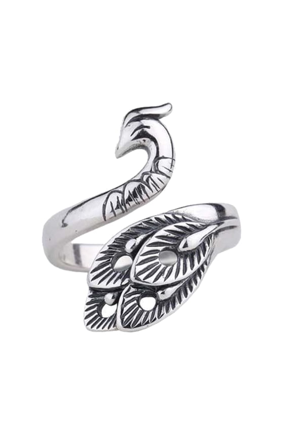 Unisex Retro Adjustable Phoenix Shape Yarn Knitting Accessory Open Finger Ring Copper Silver