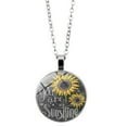 thumbnail image 1 of AYYUFE Vintage Sunflower You Are My Sunshine Cabochon Glass Chain Necklace Jewelry Alloy, Glass Silver, 1 of 8