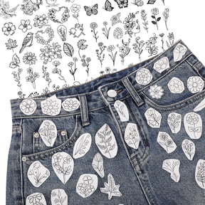AYYUFE Water-Soluble Embroidery Stickers Kit - 2 A4 Tear-Able Patterns, Beginner-Friendly Floral Design Transfer Paper for Fabric, Bags, Hats & DIY Crafts