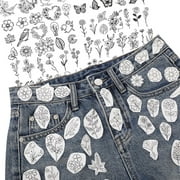 AYYUFE Water-Soluble Embroidery Stickers Kit - 2 A4 Tear-Able Patterns, Beginner-Friendly Floral Design Transfer Paper for Fabric, Bags, Hats & DIY Crafts