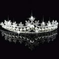 thumbnail image 1 of AYYUFE Wedding Bridal Leaf Rhinestone Imitation Pearl Princess Tiara Crown Accessory, 1 of 6