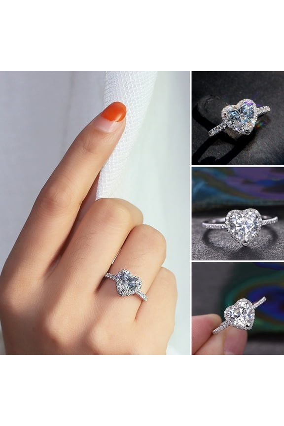 Wedding Ring Heart Shape Shiny Rhinestone Creative Lady Circlet for Gift