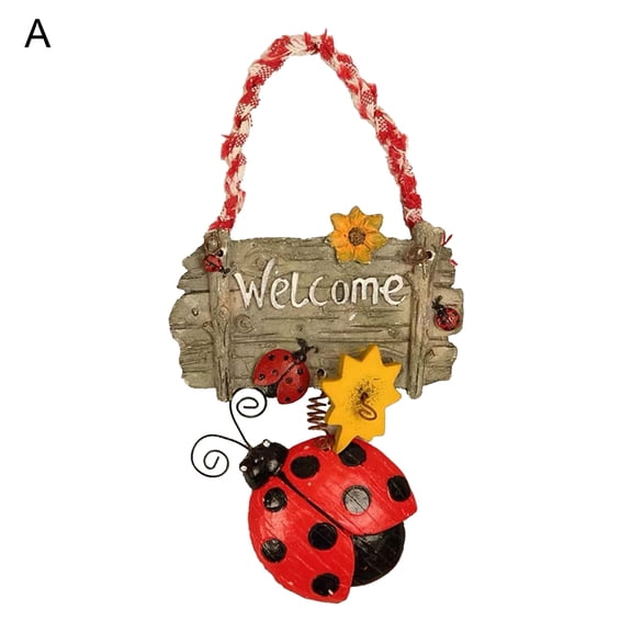 AYYUFE Welcome Sign Cartoon Style Sunflower Decor Vibrant Color Ladybug Spring Door Wreath for Backyard