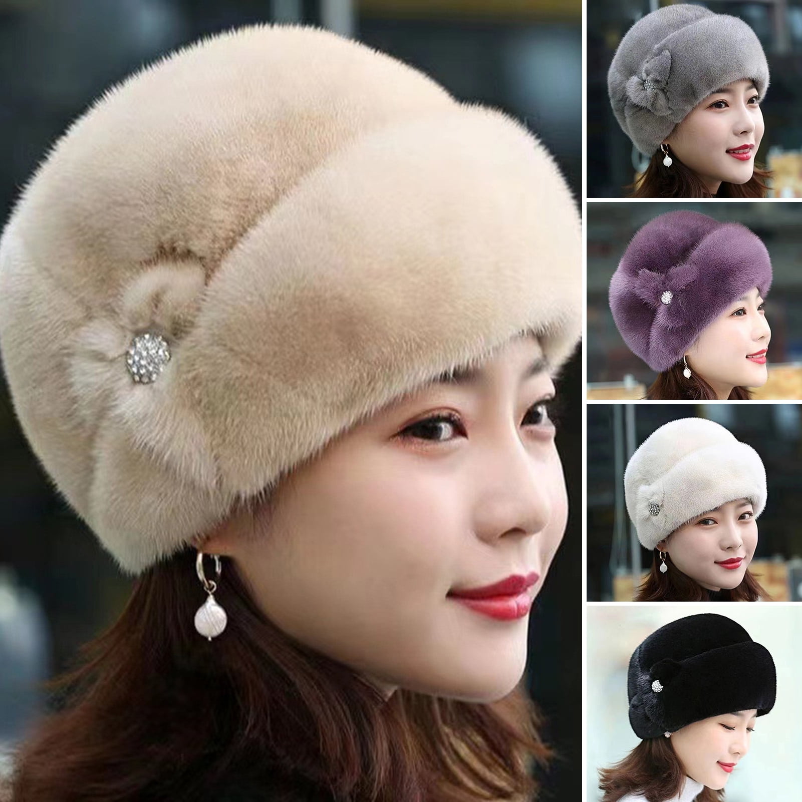 AYYUFE Winter Warm Hat Windproof UltraThick Solid Color Super Soft Non