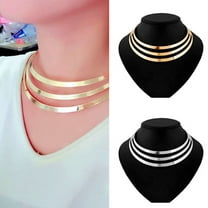 AYYUFE Women Alloy Semi-Circle Choker Punk Statement Bib Chain Necklace