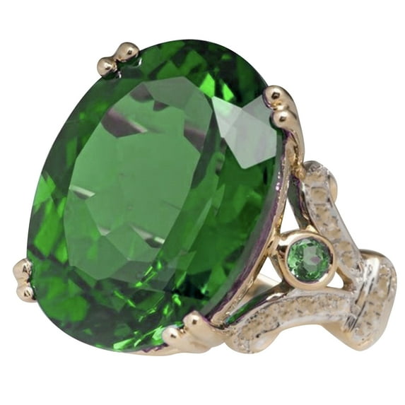 AYYUFE Women Big Faux Topaz Finger Ring Party Wedding Club Jewelry Hollow Gift Alloy, Faux Topaz Green