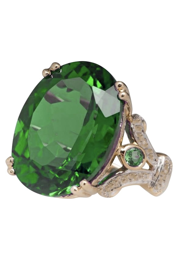 Women Big Faux Topaz Finger Ring Party Wedding Club Jewelry Hollow Gift Alloy, Faux Topaz Green