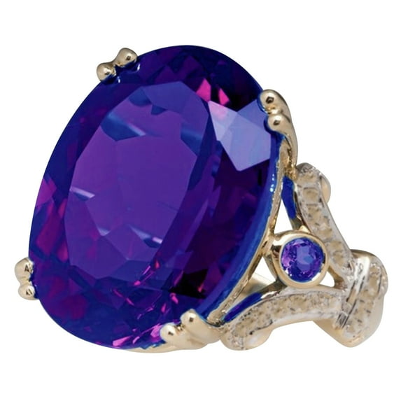 AYYUFE Women Big Faux Topaz Finger Ring Party Wedding Club Jewelry Hollow Gift Alloy, Faux Topaz Purple