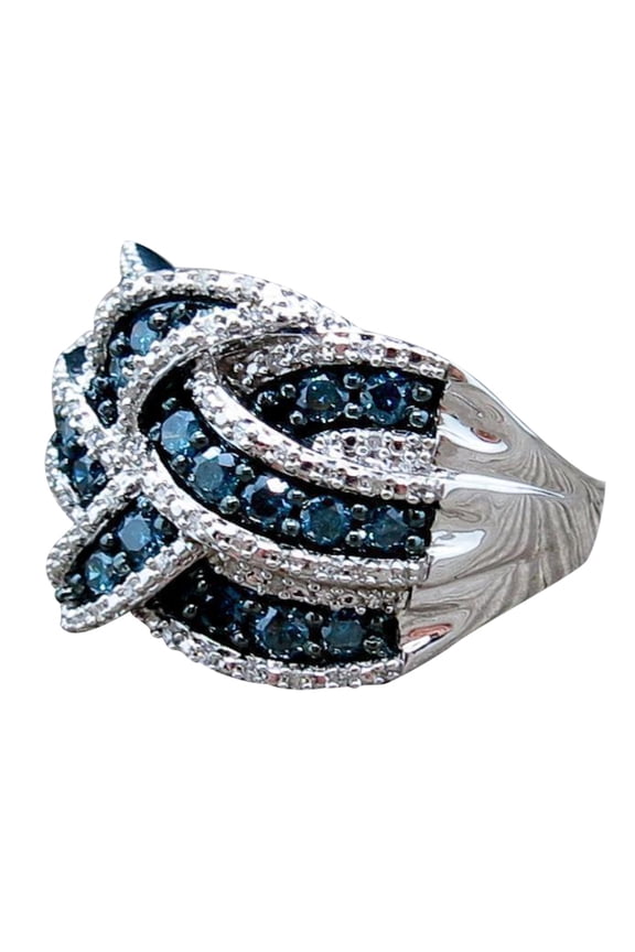 AYYUFE Women Big Finger Ring Faux Sapphire Inlaid Wedding Engagement Jewelry Copper, Silver Plated, Faux Sapphire Blue