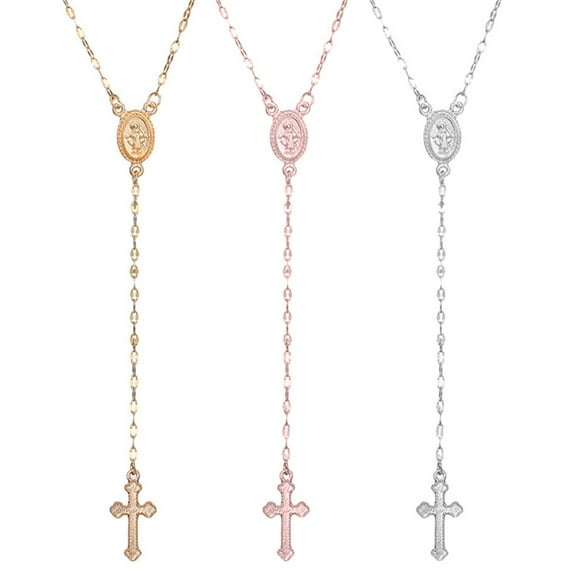 AYYUFE Women Cross Virgin Mary Oval Lariat Y Necklace Religious