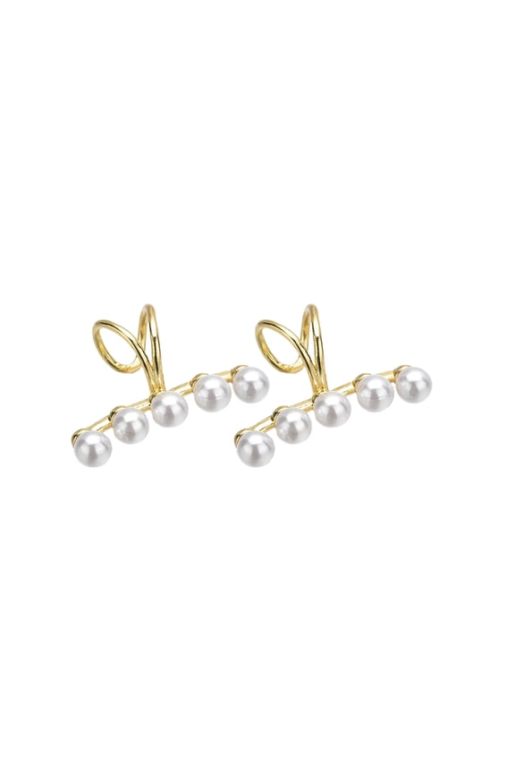 Women Ear Cuffs Non Pierced Clip On Faux Pearls Ear Bone Clips Jewelry for Party Alloy Gold
