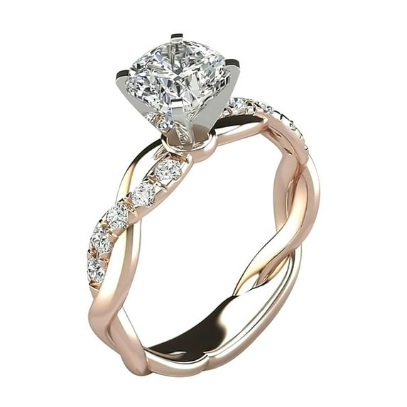 AYYUFE Women Engagement Ring Women Cubic Zirconia Inlaid Twist Ring for Wedding Engagement