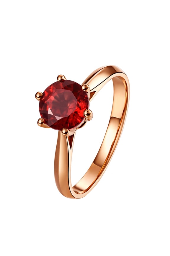 Women Faux Amethyst Ruby Inlaid Finger Ring Wedding Engagement Jewelry Gift Copper Red