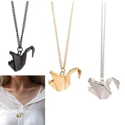 AYYUFE Women Hollow Origami Cranes Swan Pendant Long Chain Necklace