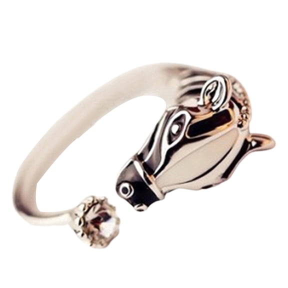 AYYUFE Women Horse Head Rhinestone Opening Finger Ring for Party Club Rhinestone,Alloy Silver