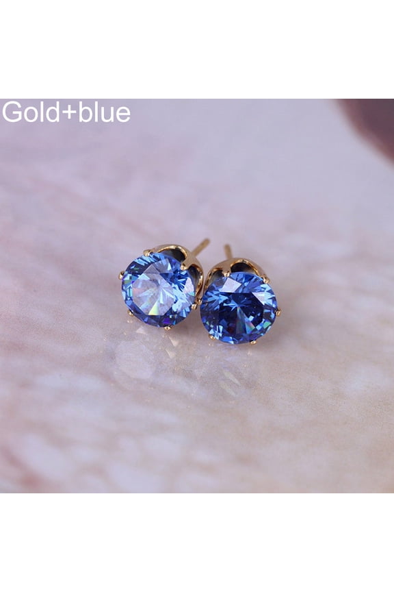 Women Jewelry Elegant Cubic Zirconia CZ Ear Stud Earrings Wedding Gift Copper, Cubic Zirconia Multi-color