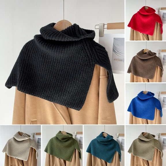 AYYUFE Women Knitted Snood Scarf Solid Color High Collar Korean Style Autumn Winter Windproof Split Shawl Wrap for Outdoor