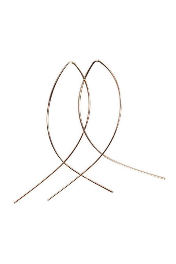 Women Long Cross Fish Line Dropping Earring Handmade Art Jewelry Gift Alloy Gold