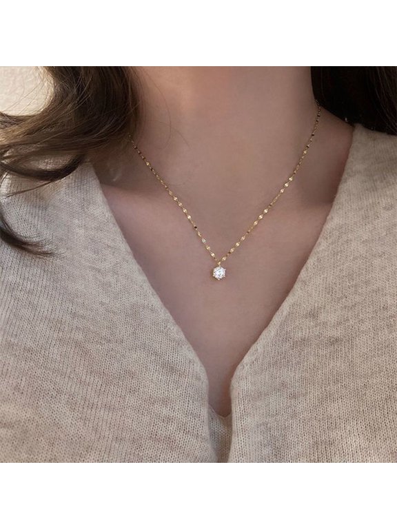 Women Necklace Luxurious High-end Shiny Rhinestone Geometric Neck Chain Female Jewelry