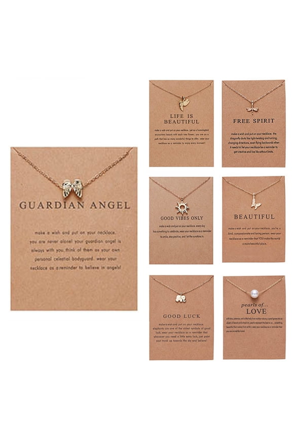 Women Pendant Alloy with Card Creative Mini Wing Shape Collarbone Chain Small Gift
