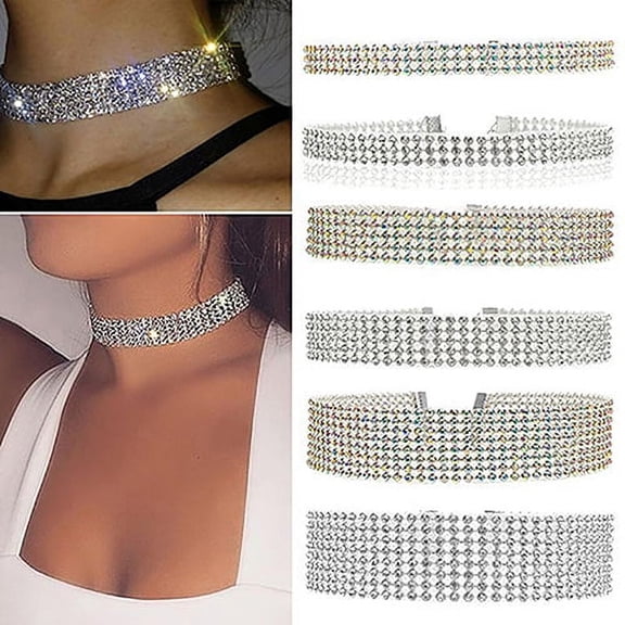 AYYUFE Women Punk Rhinestone Choker Collar Necklace Wedding