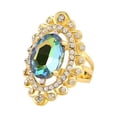 thumbnail image 1 of AYYUFE Women Rainbow Color Big Ellipse Glass Rhinestone Hollow Party Ring Gift Jewelry Glass, Alloy, Rhinestone Beige, 1 of 7