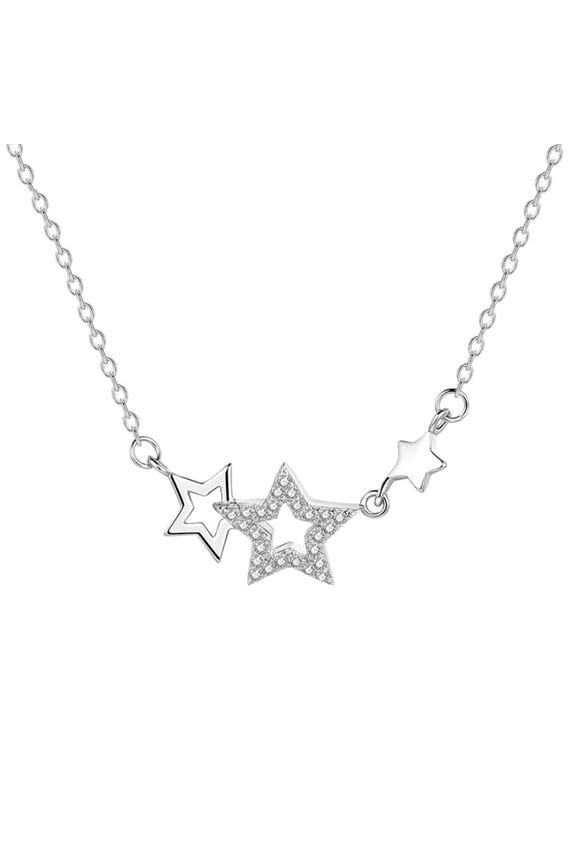 Women Rhinestone Five Pointed Star Pendant Clavicle Chain Necklace