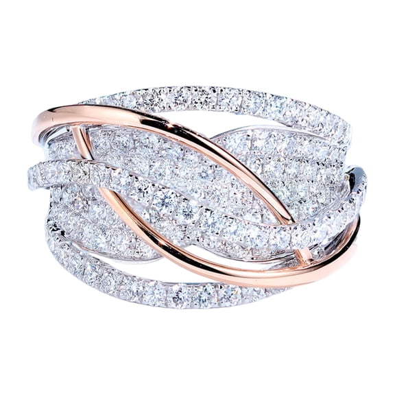 AYYUFE Women Ring Contrast Color Sparking Twisted Rhinestone Inlaid Wedding Ring Female Jewelry Rhinestone,Alloy Silver