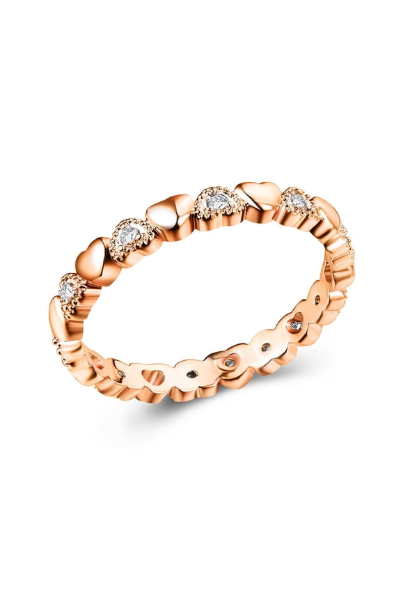 AYYUFE Women Ring Heart Shape Cubic Zirconia Jewelry Sweet Appearance Finger Ring for Wedding Alloy Gold