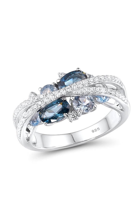 Women Ring X Shape Cubic Zirconia Jewelry Vintage Bright Luster Ring for Daily Wear Alloy Silver