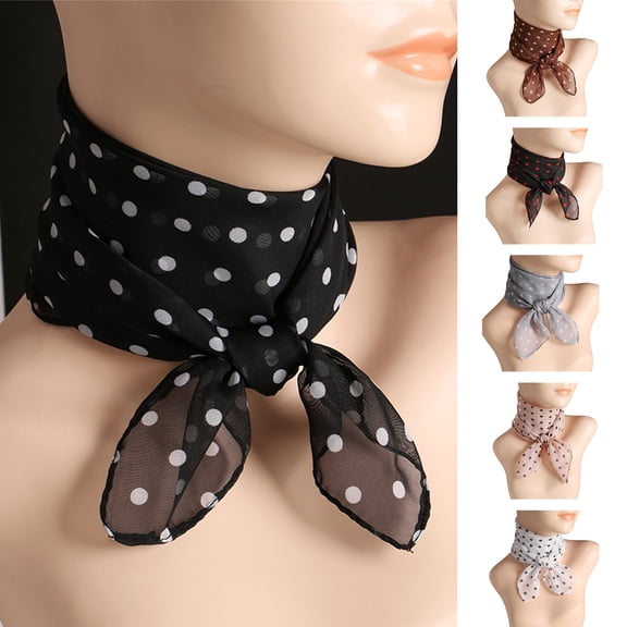 AYYUFE Women Scarf Dot Print Color Matching Thin Breathable Lightweight Neck Decoration Chiffon Lady Head Neck Square Scarf Clothes Accessory