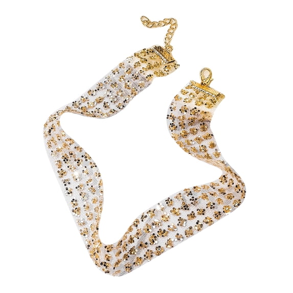 AYYUFE Women Shiny Paillette Decor Necklace Party Club Jewelry Chocker Gift Alloy Gold