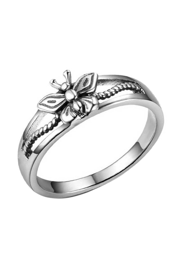 AYYUFE Women Silver Plated Hollow Butterfly Thin Band Finger Ring Party Jewelry Gift Copper, Silver Plated Silver
