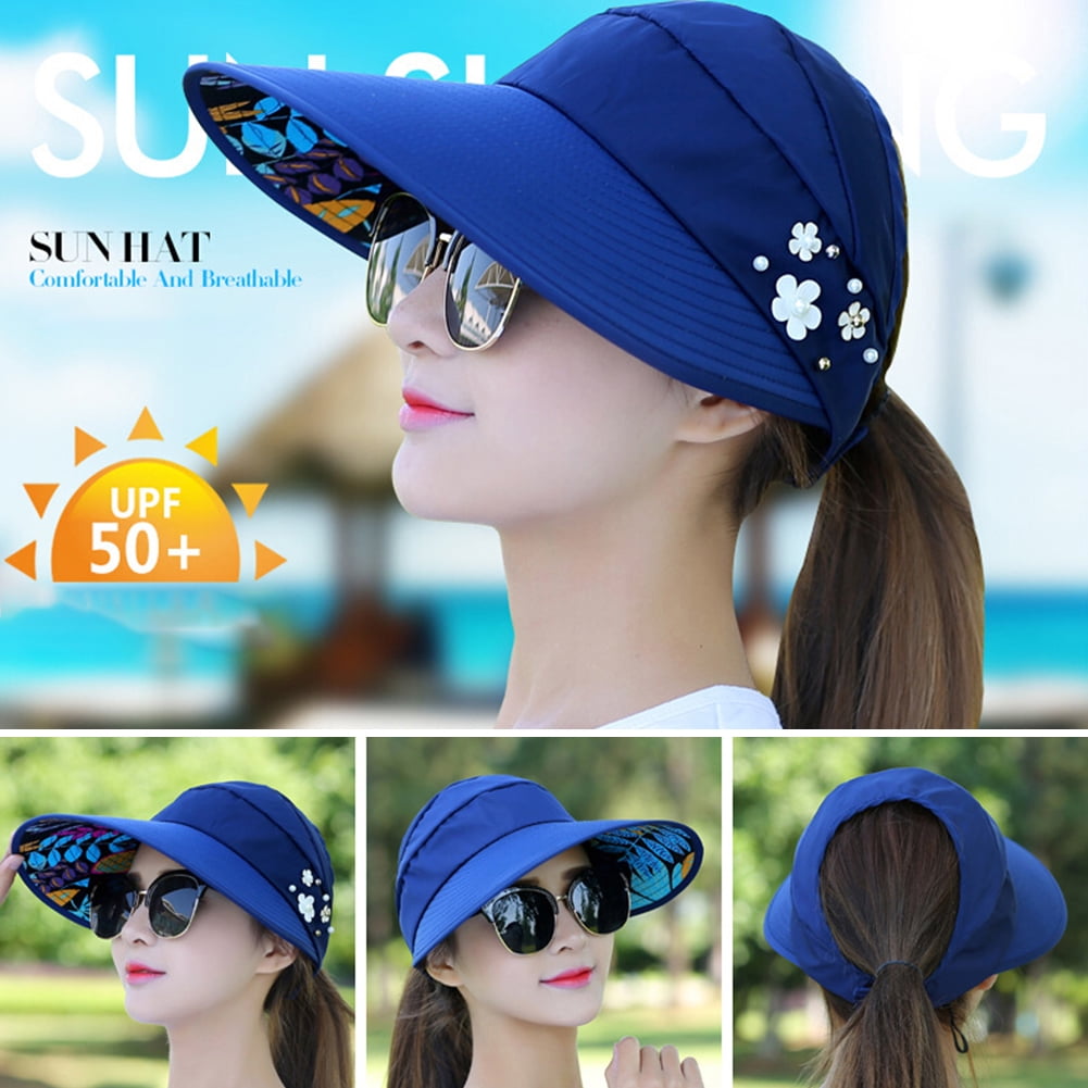 AYYUFE Women Sun Hat with Wide Brim Design Anti-UV Foldable Sun Visor  Canvas Cap Outdoor Activities Hat for Summer Brach
