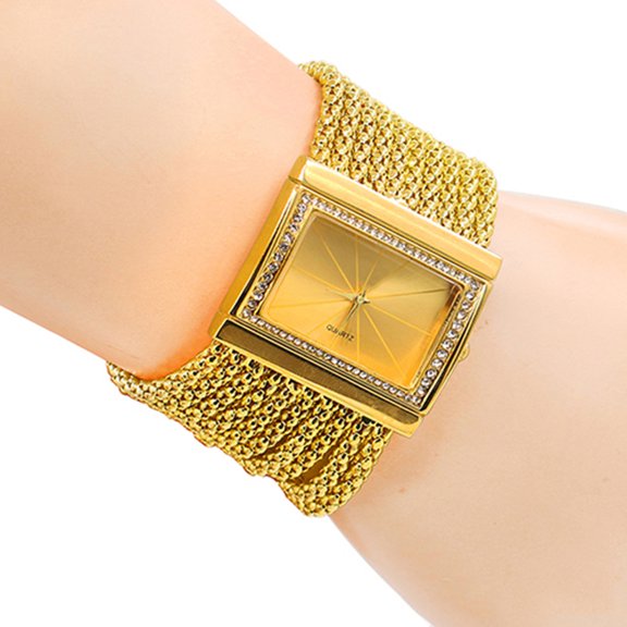 AYYUFE Women Wrist Watch Multi-layer Beads Analog Quartz Alloy Band Bracelet