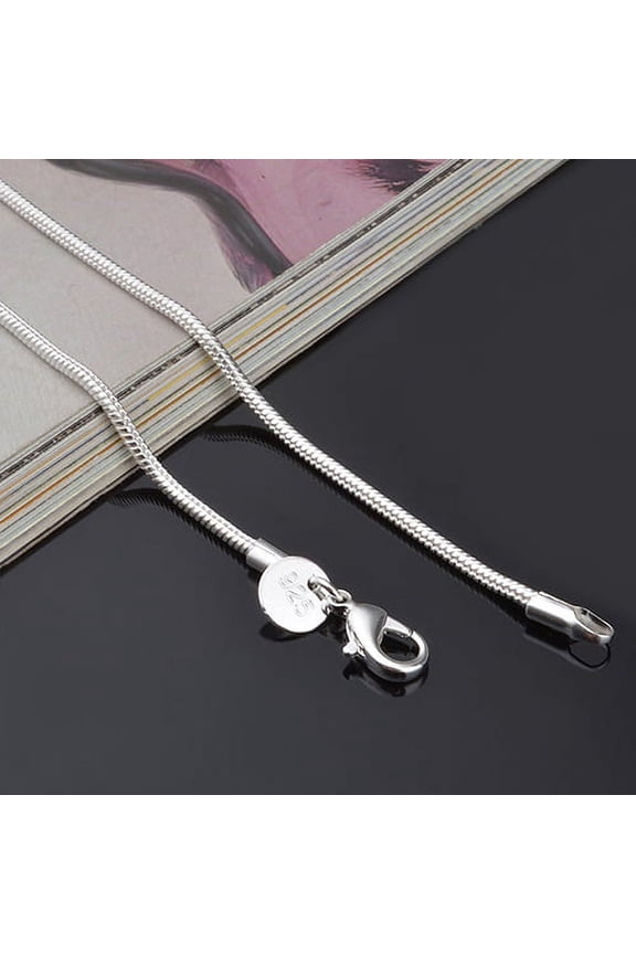 Women's 925 Sterling Silver 2mm Snake Chain Lobster Clasp Necklace
