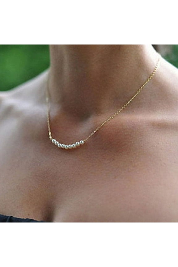 Women's Pearl Pendant Chain Choker Necklace