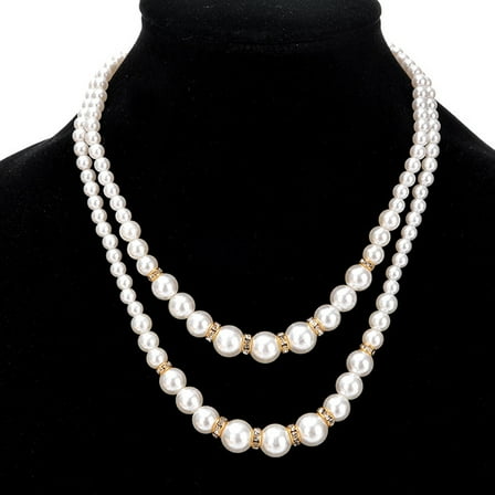 AYYUFE WomenPearl  Necklace with  Double-Layer Adjustable  Designed Elegant Charming  Pearl Beads Necklace for Wedding Party Banquet