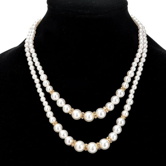 AYYUFE WomenPearl  Necklace with  Double-Layer Adjustable  Designed Elegant Charming  Pearl Beads Necklace for Wedding Party Banquet