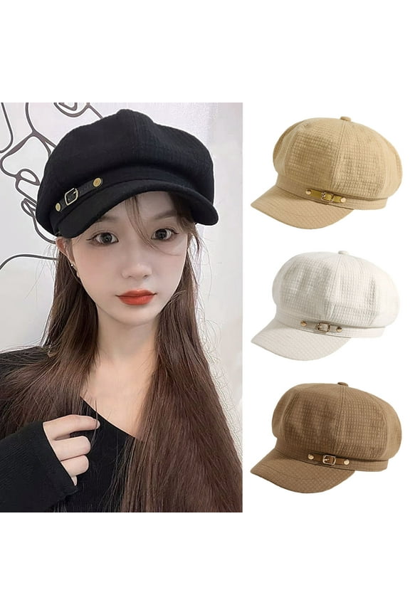 Womrn Fall Winter Hat Painter Hat Short Brim Buckle Decor Dome Top Retro Artistic Decorative Lady Cap