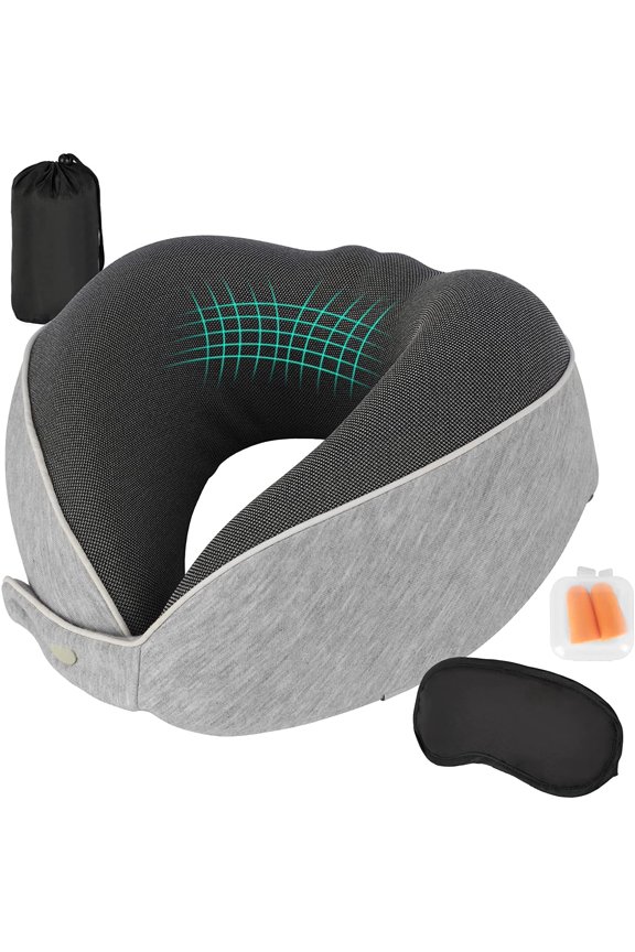 AYhome Travel Pillow, Memory Foam Neck Pillow for Travel, Soft Neck Support Pillow, Quick Pack Flight Pillow for Airplane, Train, Car, Office Sleeping Rest (Light Grey)