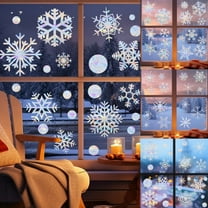 AYktou 1 Sheet Christmas Window Clings, Dazzling Colors Snowflake Electrostatic Stickers Christmas Window Glass Decorative Sticker for Winter Home Xmas Holiday Indoor Decorations Supplies